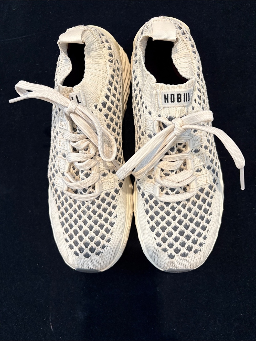 NOBULL Women's Knit Lace-Up Sneakers in Cream